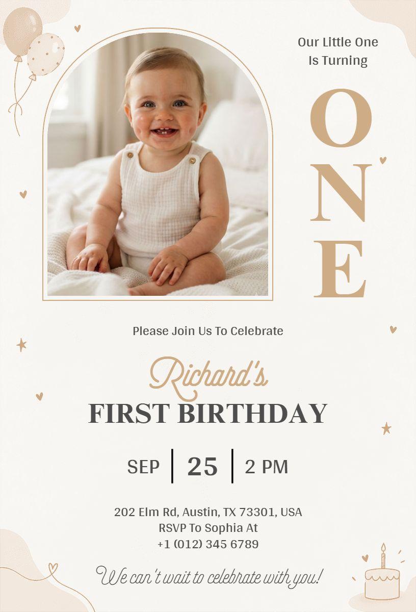 Baby's First Birthday Celebration Invitation Template