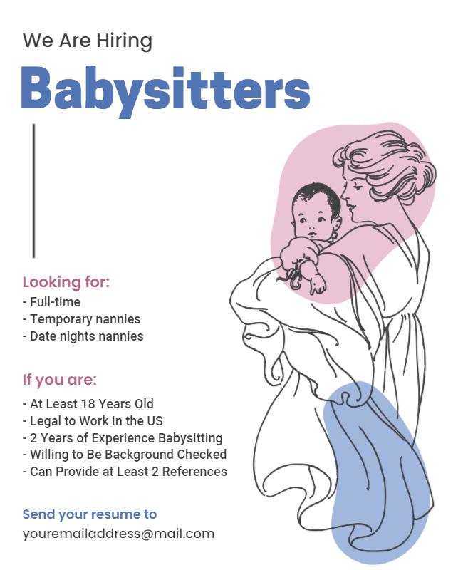 Babysitter Hiring Recruitment Flyer Template