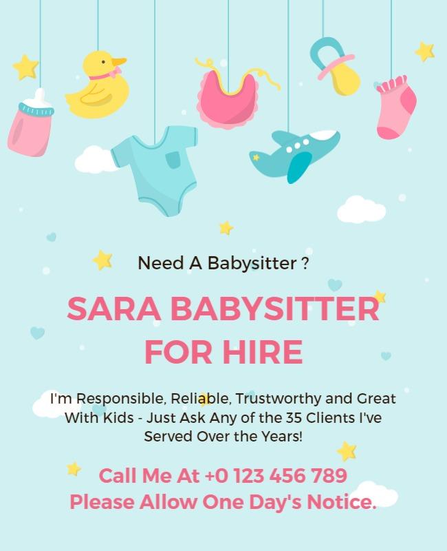 Babysitter Service Advertisement Flyer Template