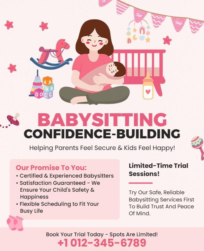 Babysitting Confidence Building Services Promotional Flyer Template