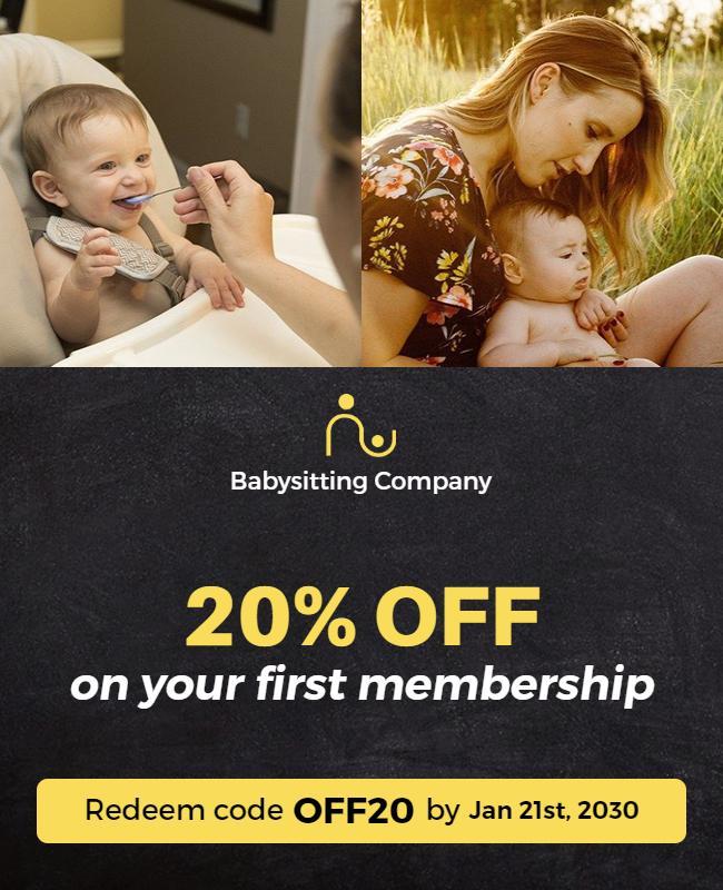 Babysitting Service Discount Promotion Flyer Template