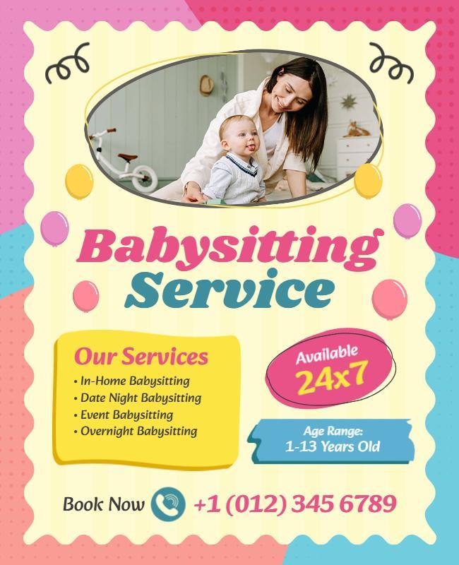 Babysitting Service Offerings Flyer Template
