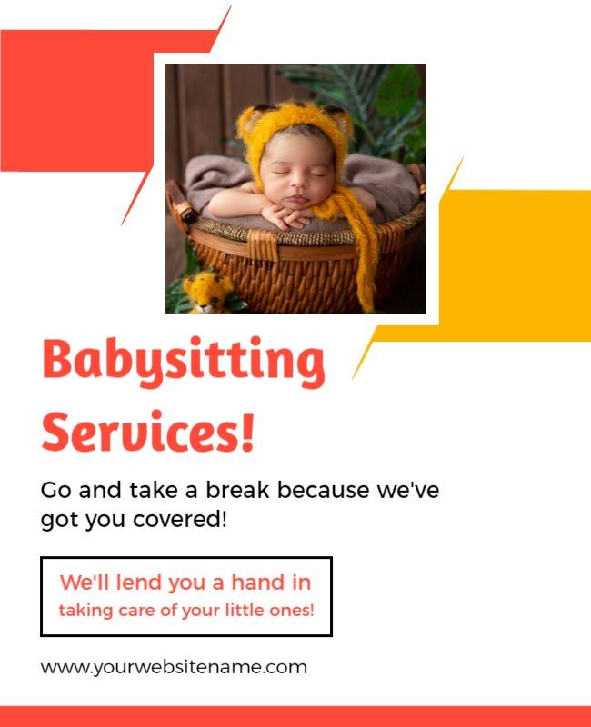 Playful Colorful Babysitting Services Advertisement Flyer Template