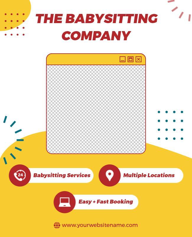 Playful Yellow Babysitting Services Flyer Template