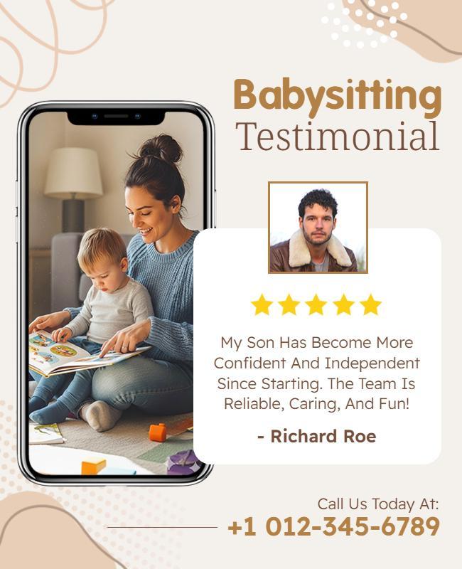 Babysitting Services Testimonial Flyer Template