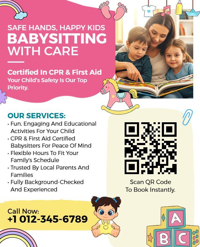 Babysitting Services with CPR and First Aid Certified Flyer Template