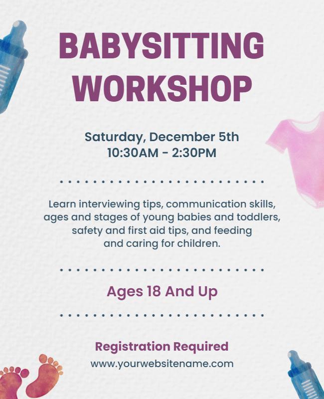 Babysitting Skills Development Workshop Flyer Template