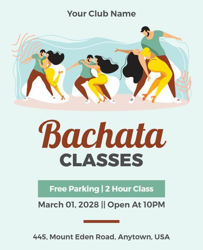 Bachata Dance Classes Promotional Flyer Template