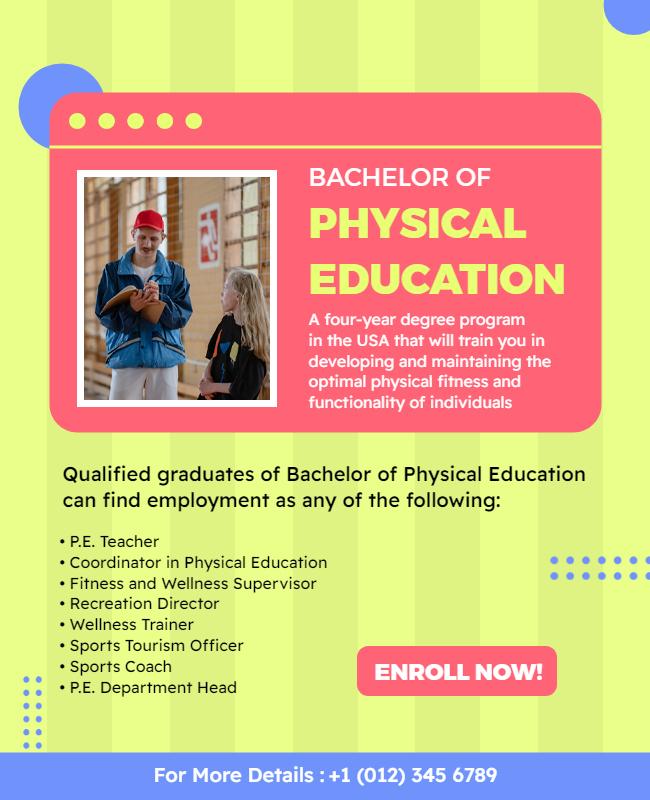 Bachelor Of Physical Education Program Flyer Template