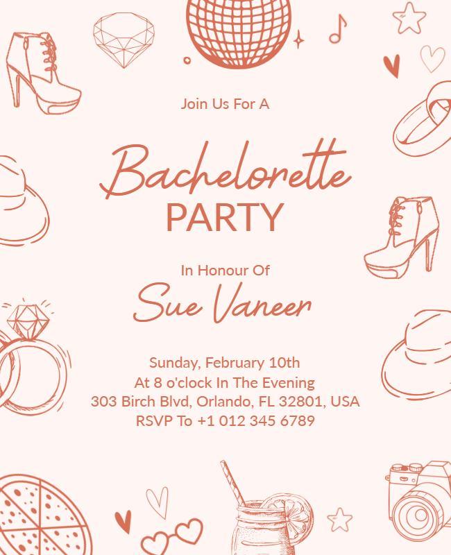 Bachelorette Party Celebration Invitation Flyer Template