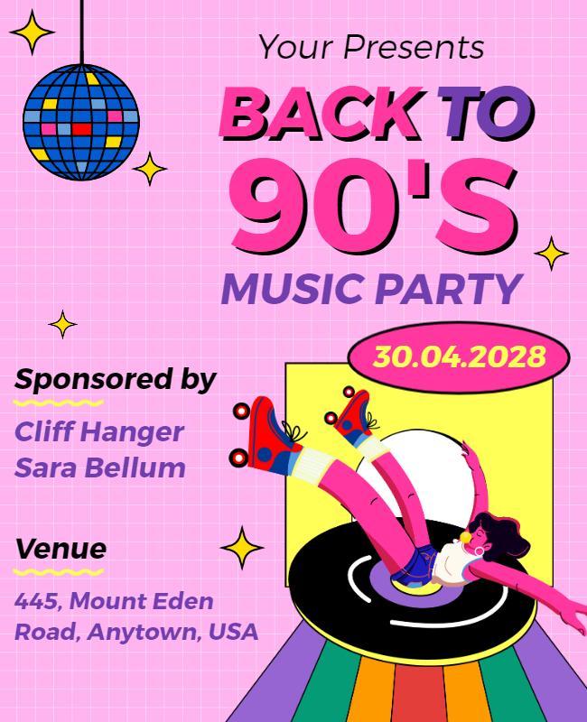 Back to 90s Music Party Flyer Template