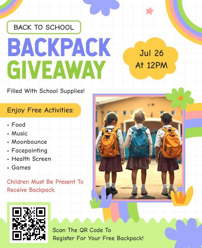 Back to School Backpack Giveaway Event Flyer Template