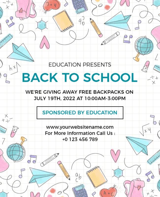 Back to School Backpack Giveaway Flyer Template