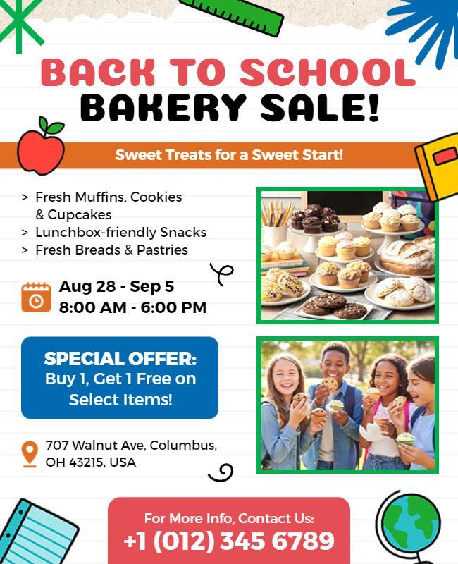Back to School Bakery Sale Flyer Template
