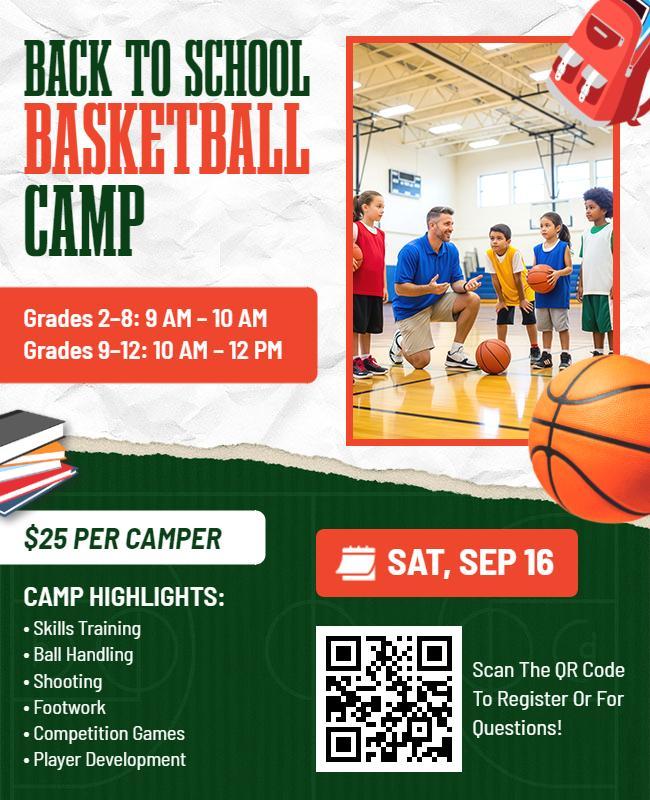 Back to School Basketball Camp Flyer Template