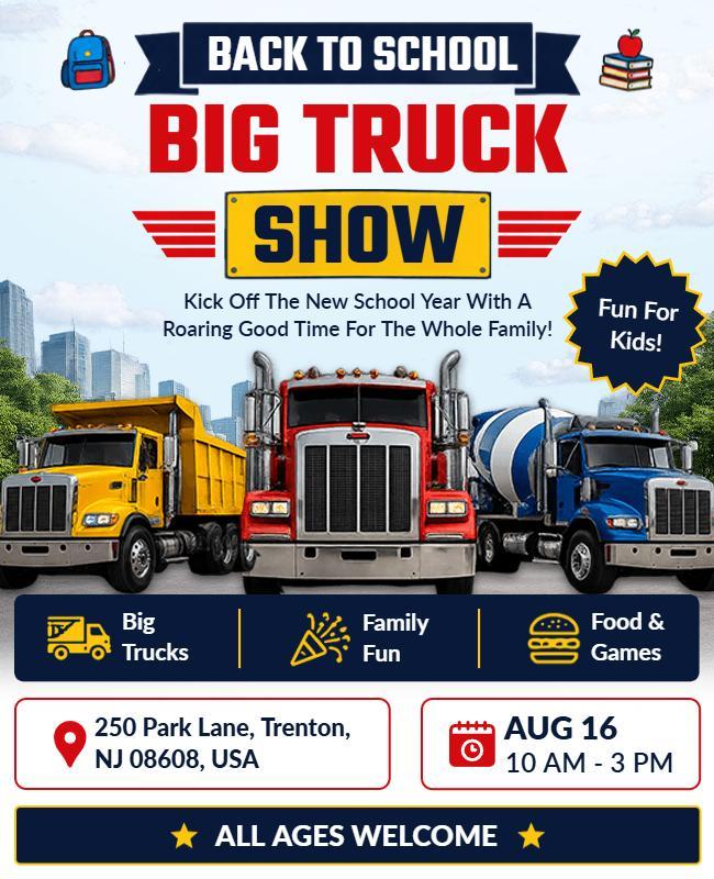 Back to School Big Truck Show Flyer Template