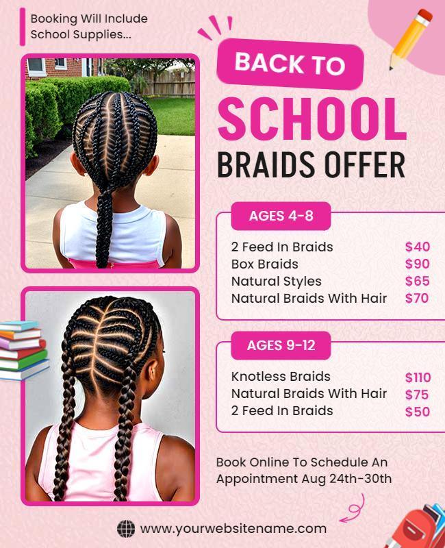 Back to School Braids Offer Flyer Template