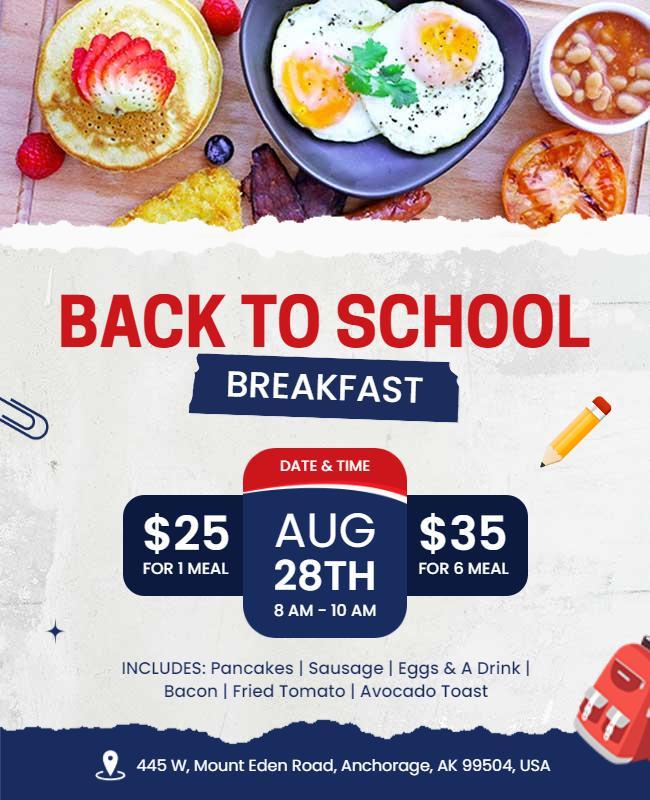 Back to School Breakfast Event Flyer Template