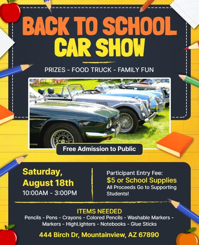 Back to School Car Show Event Flyer Template