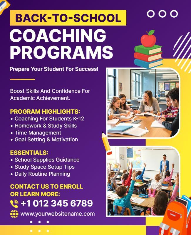 Back-to-School Coaching Programs Promotional Flyer Template