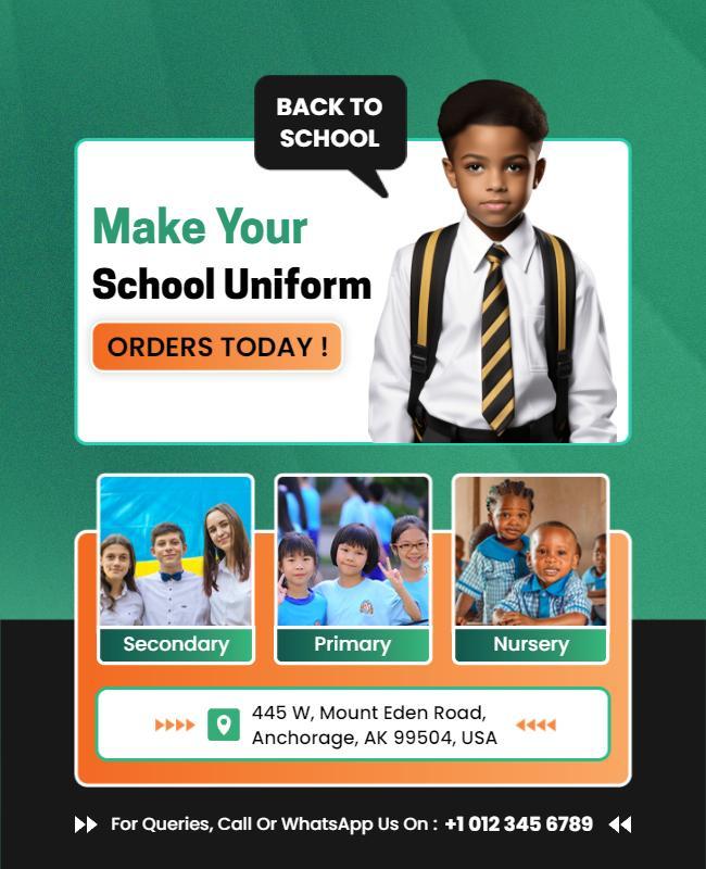 Back to School Colorful School Uniform Orders Poster Template