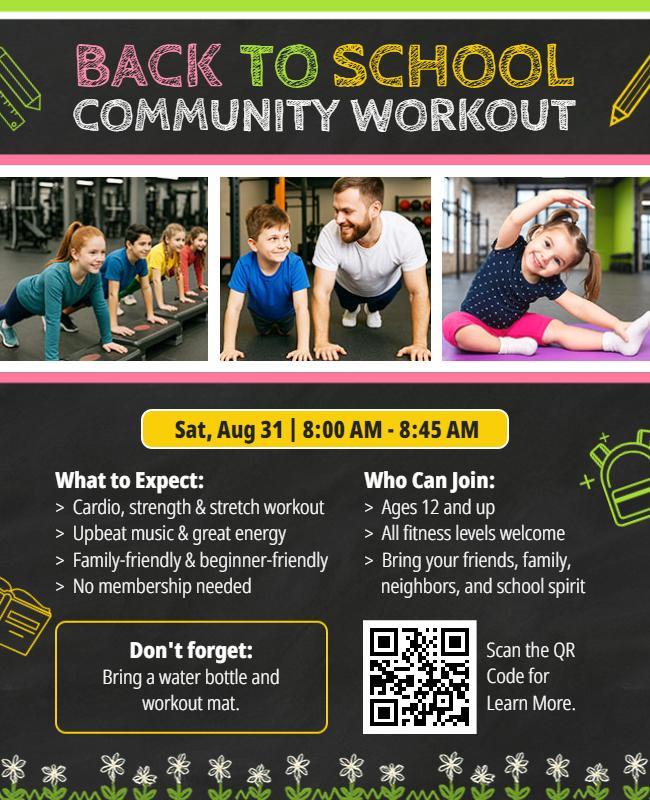 Back to School Community Workout Flyer Template