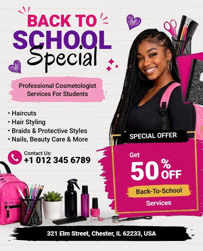 Back to School Cosmetologist Services Flyer Template