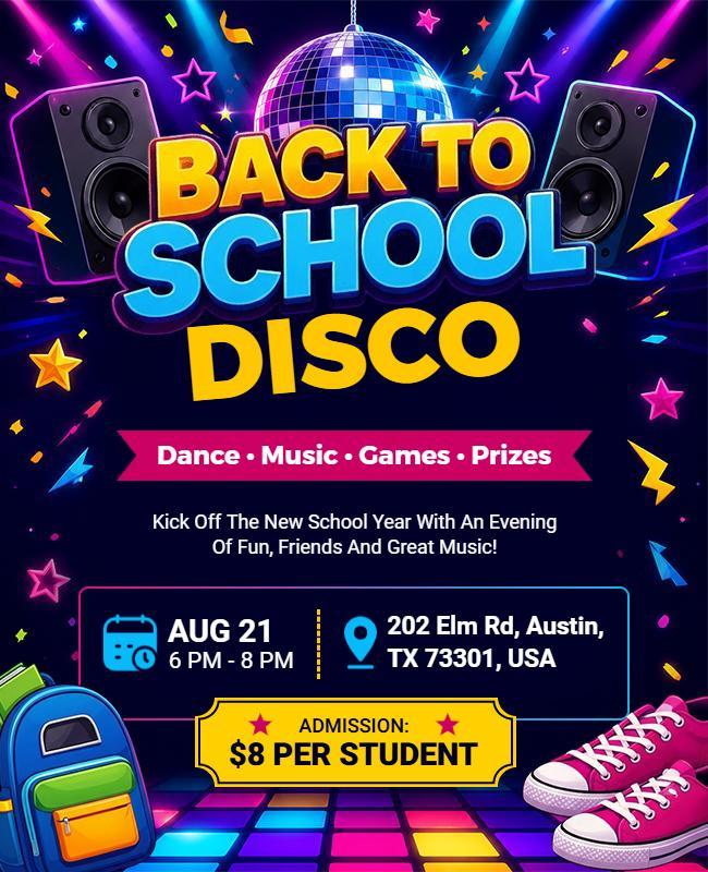 Back to School Disco Flyer Template