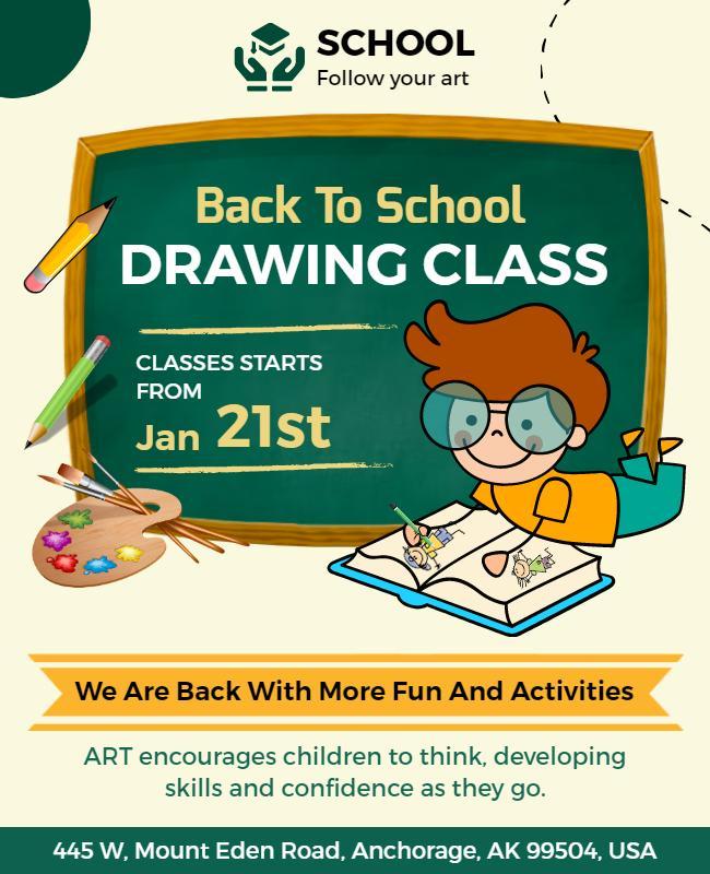 Back to School Drawing Class Flyer Template