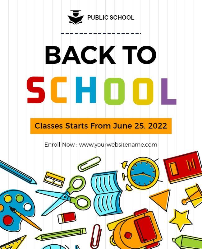 Colorful Fun Back to School Announcement Flyer Template