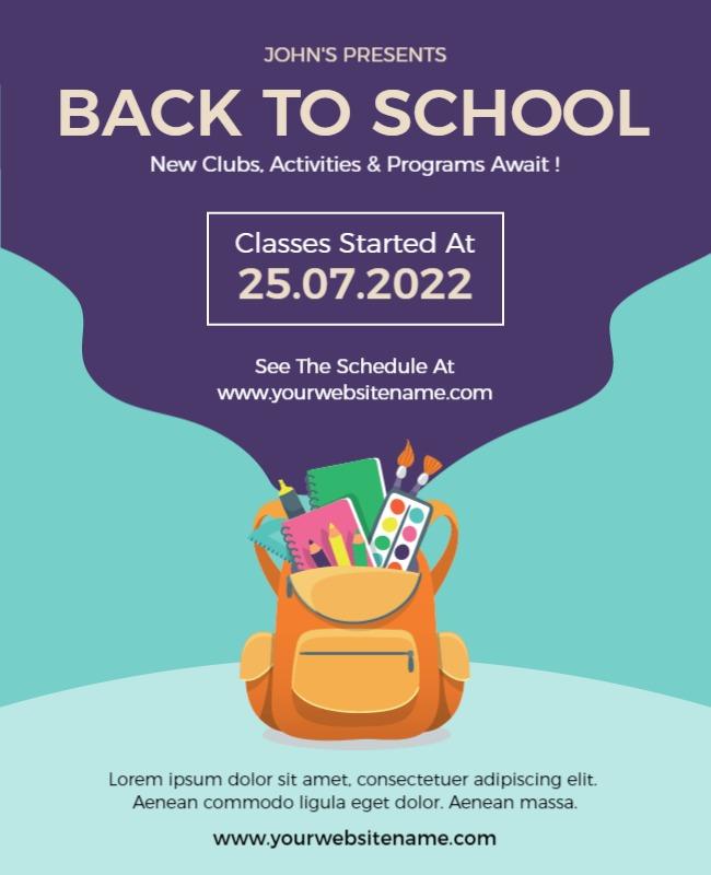 Back to School Event Announcement Flyer Template