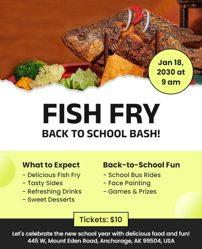 Back to School Fish Fry Event Flyer Template