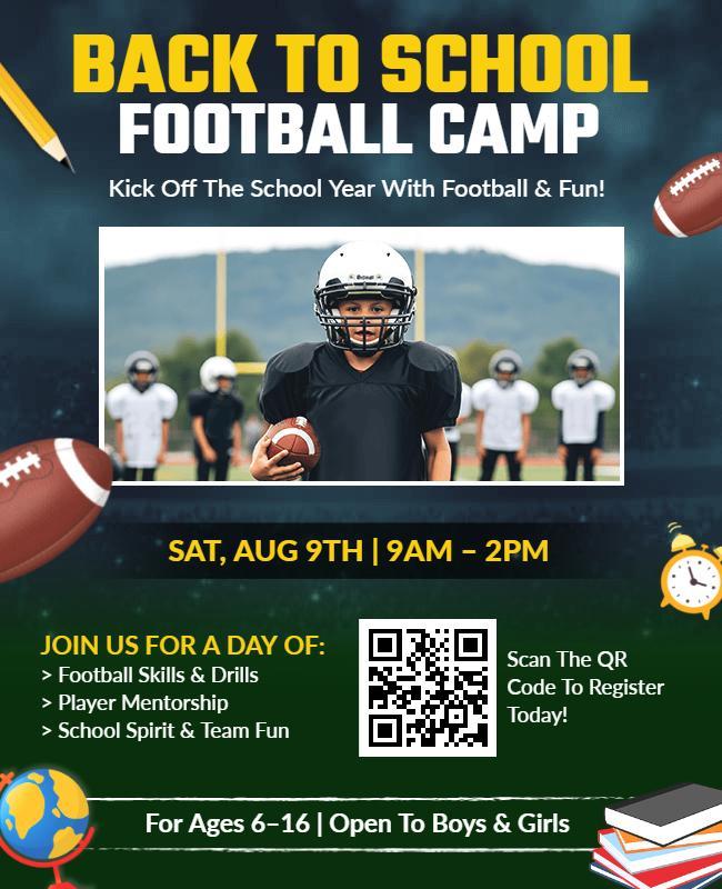 Back to School Football Camp Flyer Template
