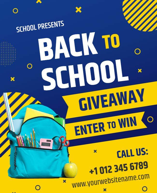 Back to School Giveaway Announcement Flyer Template