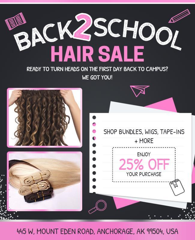 Back to School Hair Sale Promotion Flyer Template