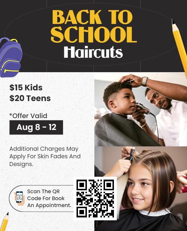 Back to School Haircut Discount Flyer Template