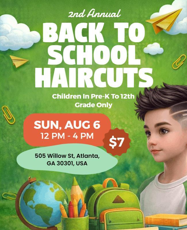 Back to School Haircuts Event Poster Template