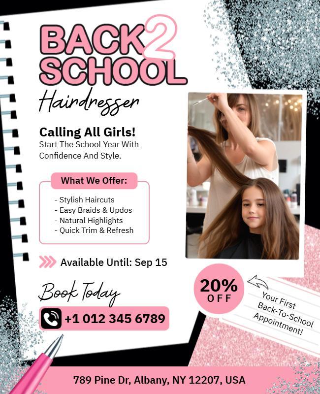 Back to School Hairdresser Promotion Flyer Template