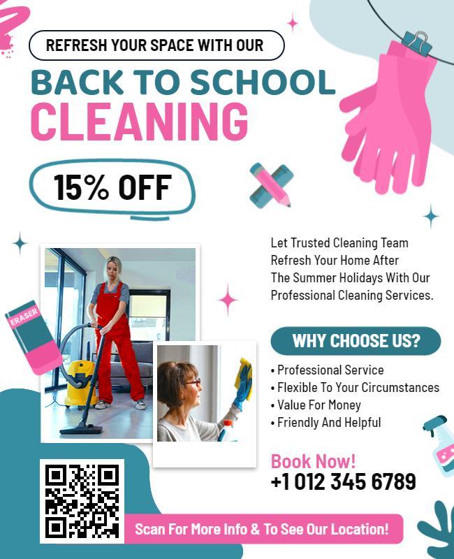 Back to School Home Cleaning Discount Flyer Template