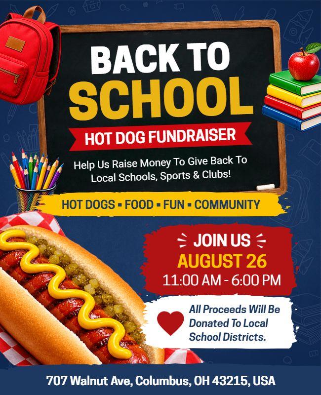Back to School Hot Dog Fundraiser Flyer Template