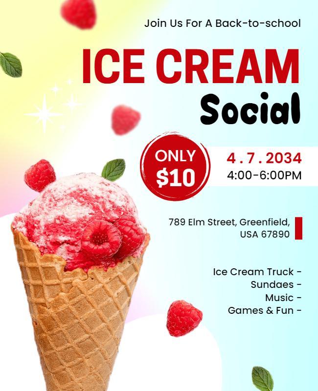 Back to School Ice Cream Social Flyer Template