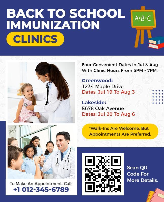 Back to School Immunization Clinics Flyer Template