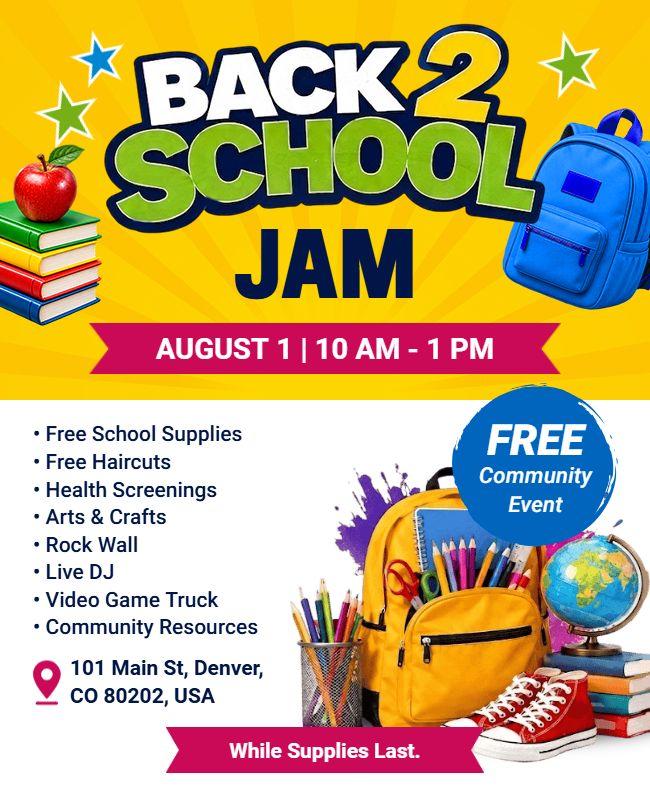 Back to School Jam Event Flyer Template