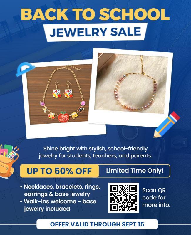 Back to School Jewelry Sale Flyer Template