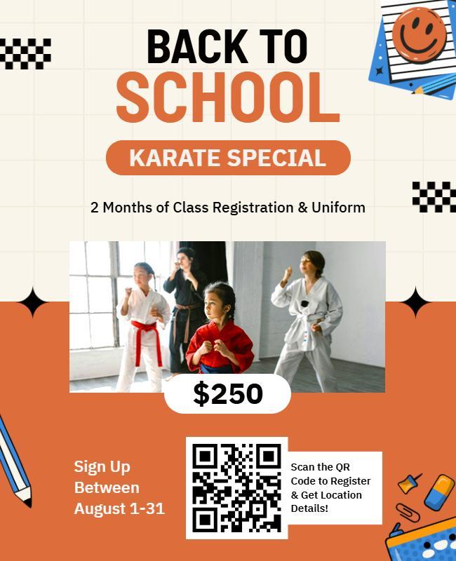 Back to School Karate Class Flyer Template