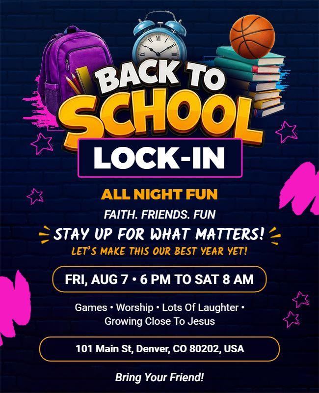 Back to School Lock-in Event Flyer Template