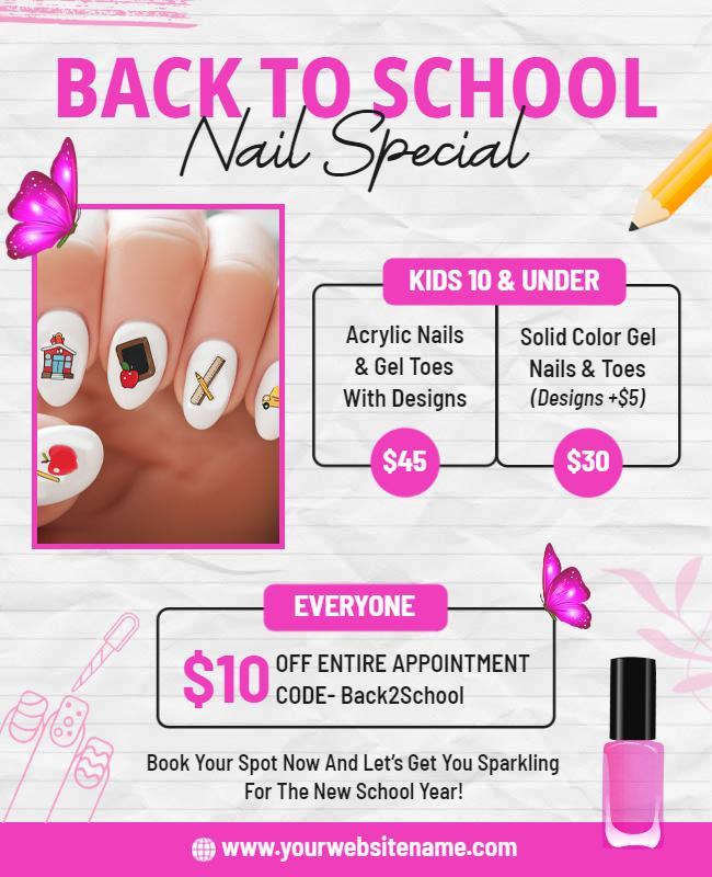 Back to School Nail Special Offer Flyer Template