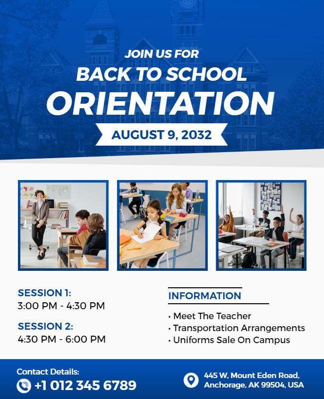 Back to School Orientation Event Flyer Template