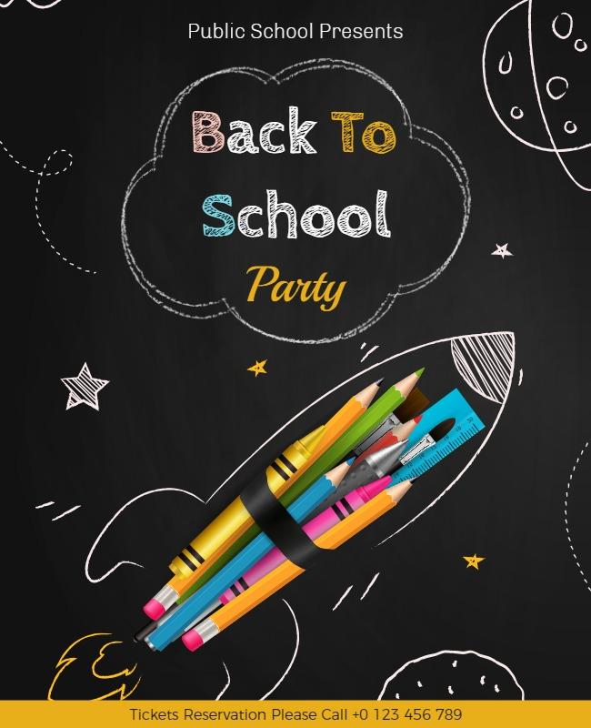 Colorful Chalkboard Back to School Party Flyer Template