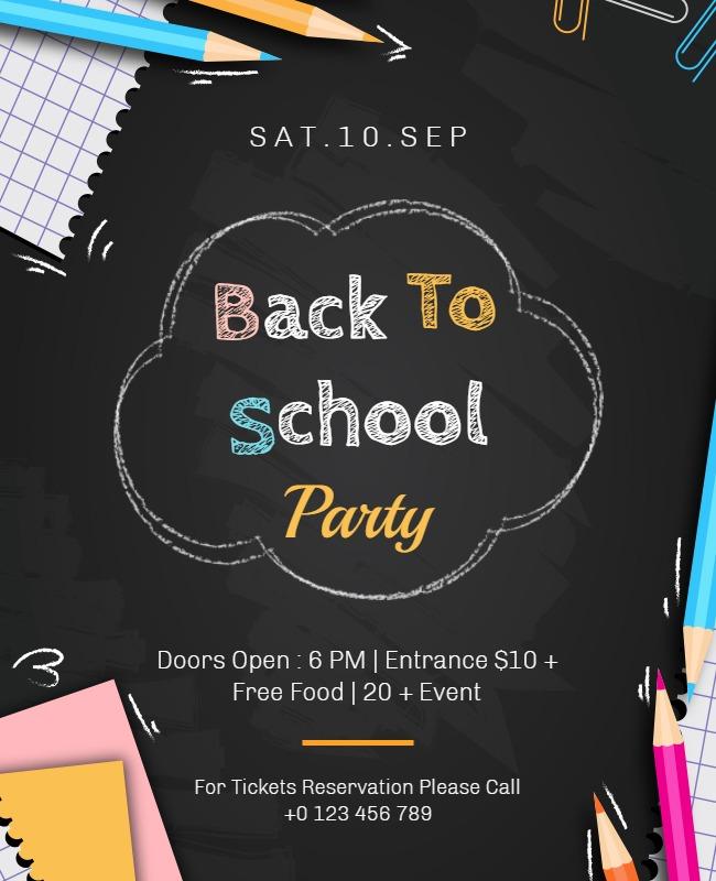 Back to School Party Event Flyer Template